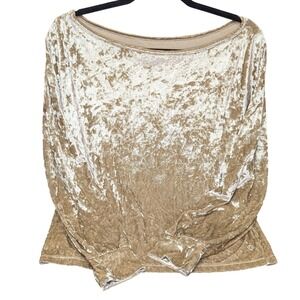 BUFFBUNNY COLLECTION Small Gold Crushed Velvet Long Sleeve Top Athleisure